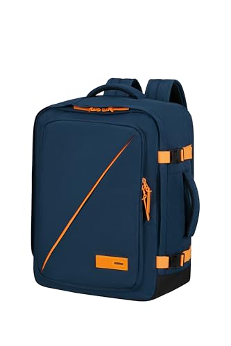 American Tourister Take2Cabin - Bagaglio Da Cabina Easyjet 36 X 20 X 45 Cm, 38 L, 0,70 Kg, Bagaglio A Mano, Zaino Per Aereo M Underseater, Blu/Arancio