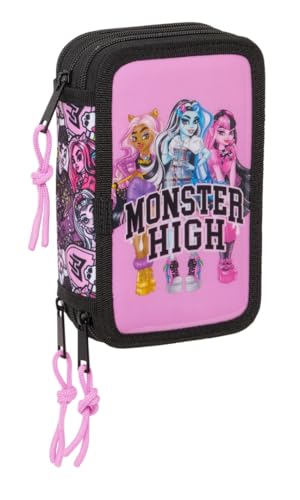 Safta Monster High Drama - Astuccio Scuola Con 37 Utili Inclusi, Astuccio Per Bambini, Ideale Per Bambini Dai 5 Ai 14 Anni, Comodo E Versatile, Qualit