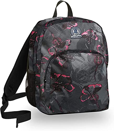 Invicta S.P.A. Zaino Benin M, Dark Bloom, Nero, 28 Lt, Doppio Scomparto, Scuola E Tempo Libero, Taglia Unica