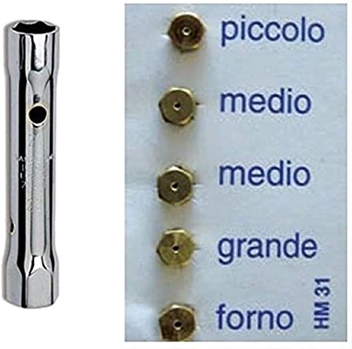 Eurostore07® 5 Ugelli + Chiave Tubo 6/7 Gas Metano Cucine Gas Nar Di Rex Fran Ke Be Ko 2 Medi