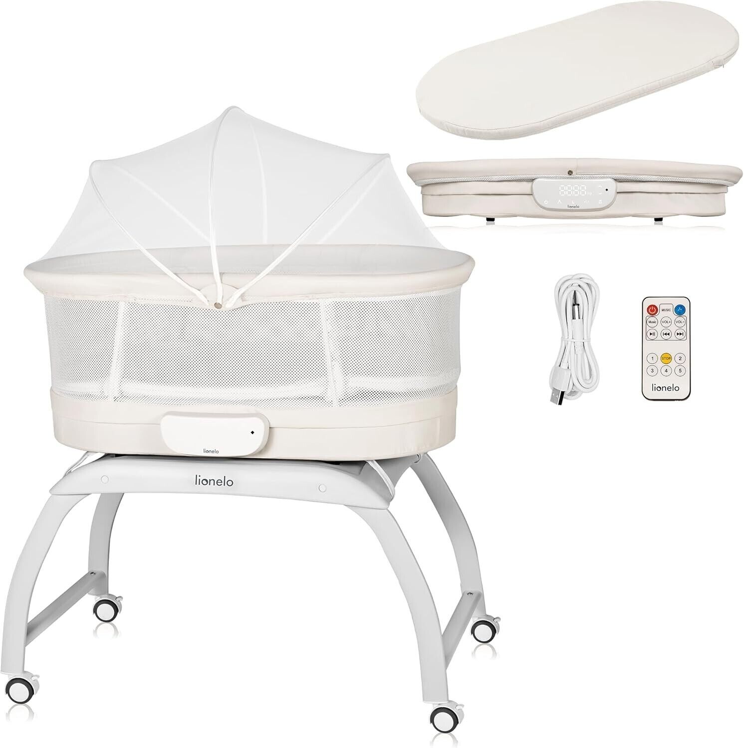 Lionelo Culla Elettrica e Bilancia Sleep Bassinet CORAL WHITE