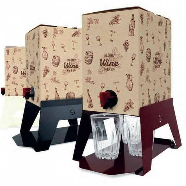 Supporto contenitore vino olio Bag in Box 5 litri red wine Bacco Lisa 