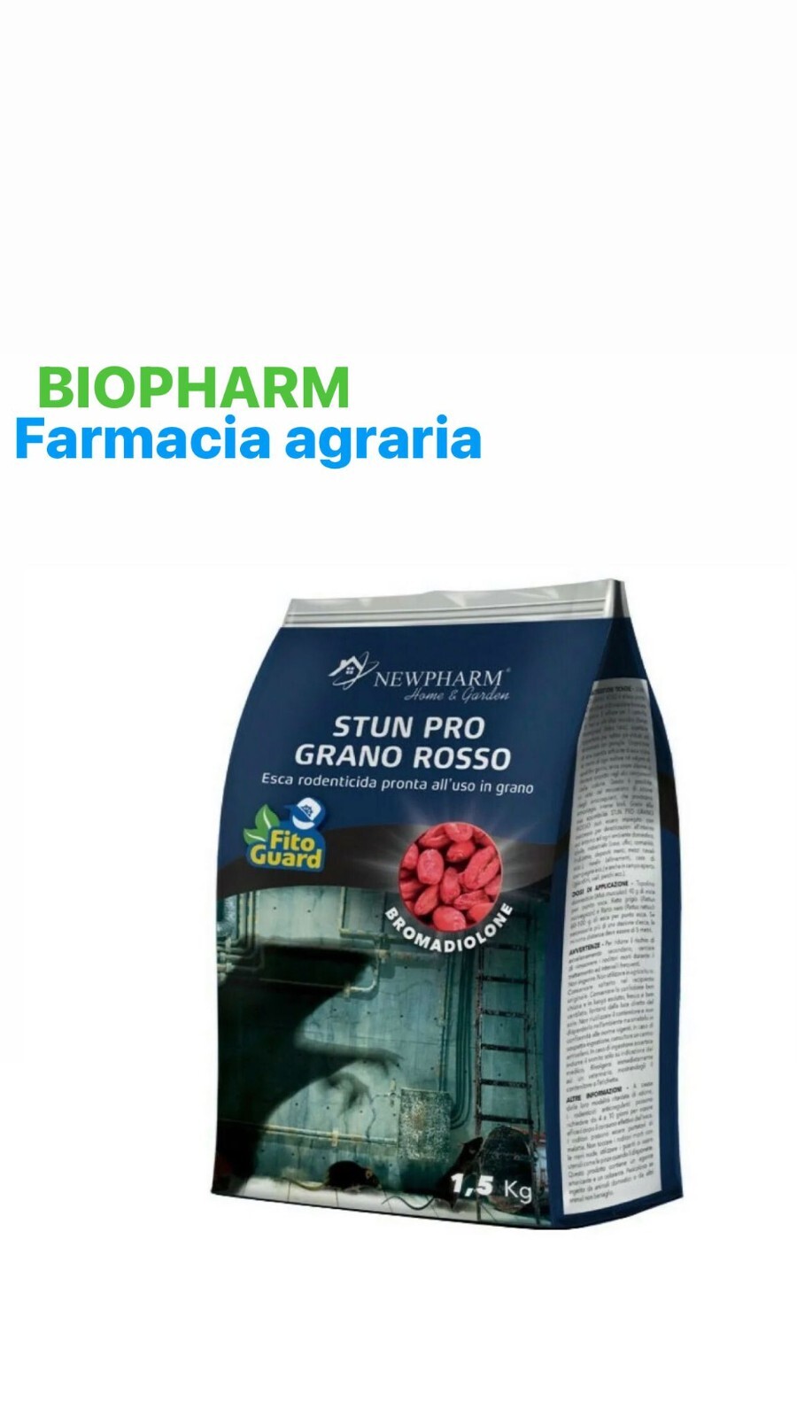GRANO ROSSO VELENOSO PER TOPI ESCA TOPICIDA 1,5 Kg STUN PRO  topicida