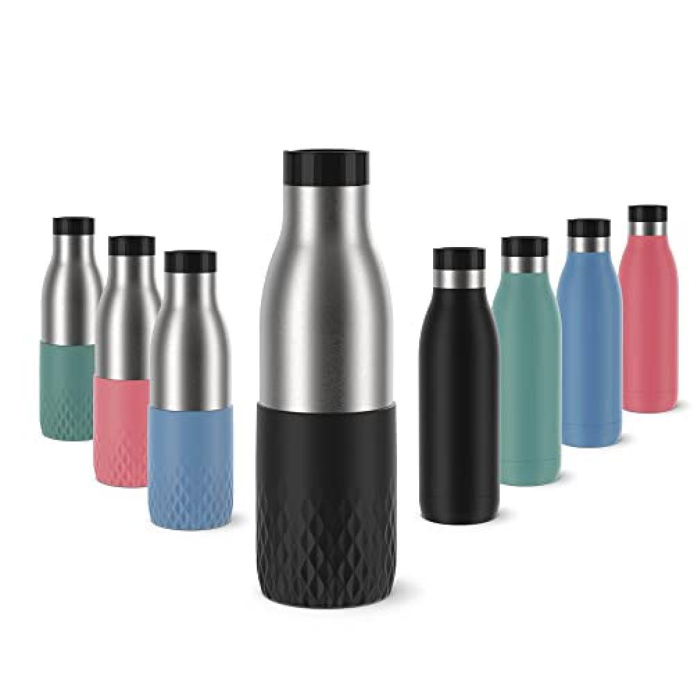 Emsa Botella Bludrop Sleeve N311100, 0,5 litros, 100 % hermética, cierre Quick-