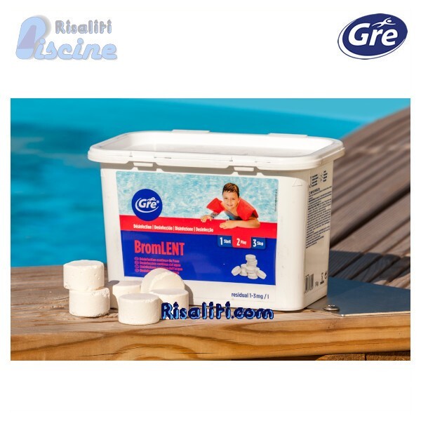 76025 GRE BROMO LENTO DISINFETTANTE PULIZIA PISCINA 1 KG PASTIGLIE 20 GR