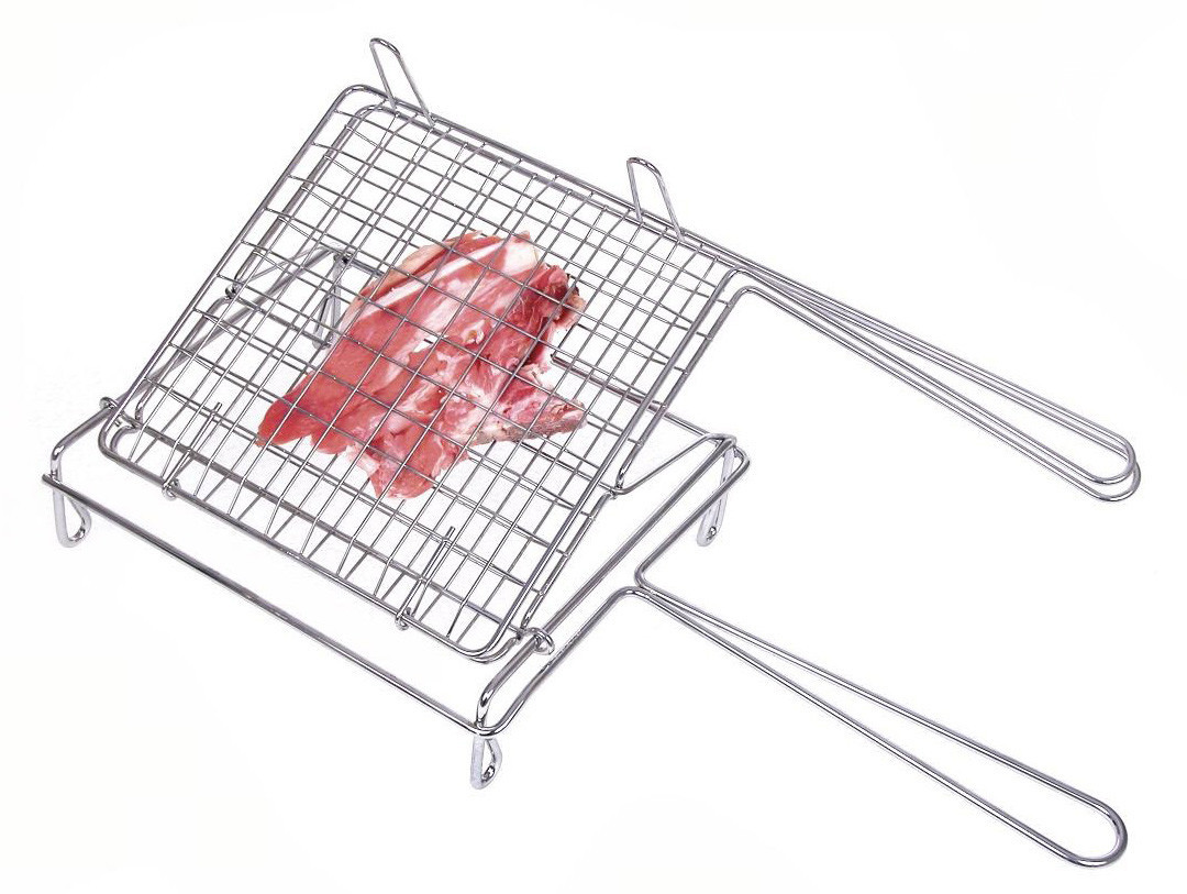 39500 GRATICOLA RIBALTABILE IN FILO DI ACCIAIO CROMATO CON PIEDI CM. 40x45