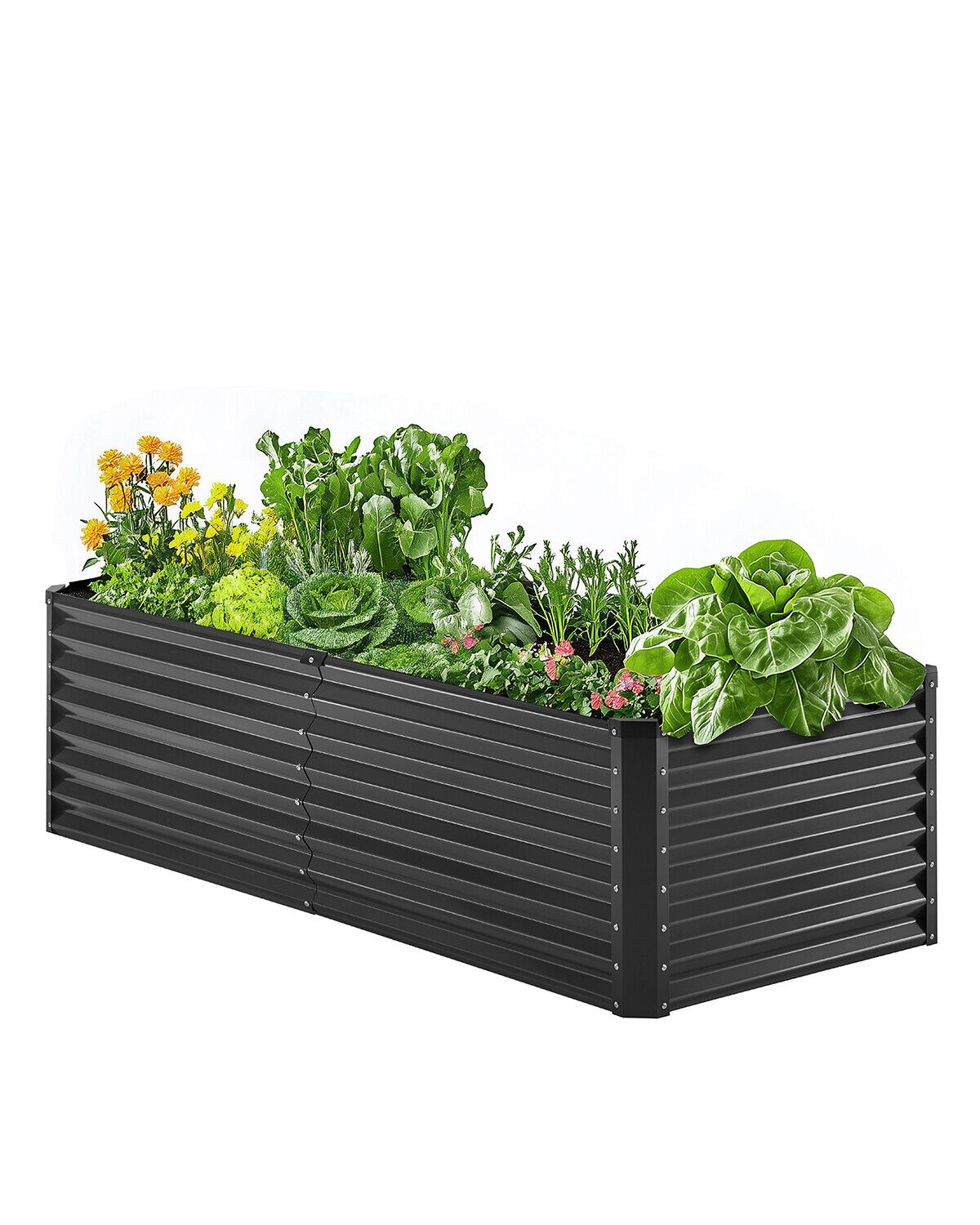 VEVOR Letto da Giardino Rialzato in Metallo 1800 x 895 x 600 mm Grigio Scuro