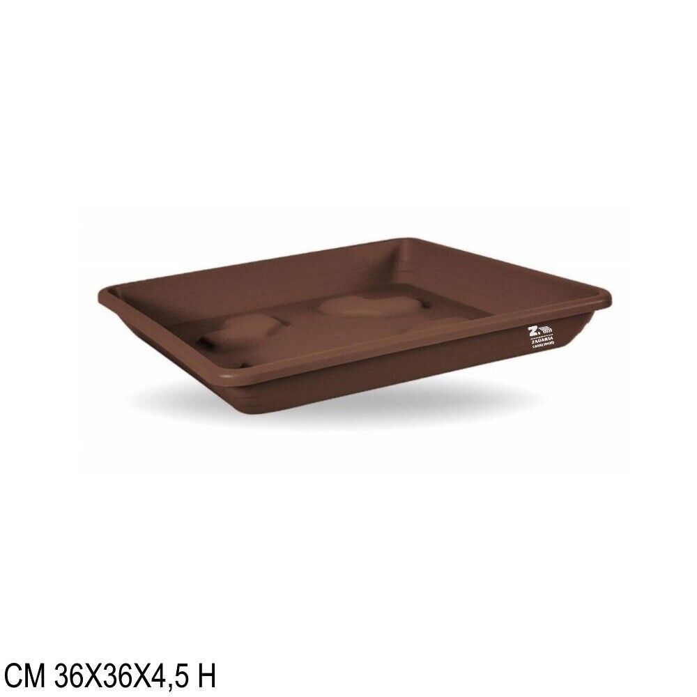 SOTTOVASO QUADRATO IN PLASTICA CM 36X36 COLOR BRONZO PER VASO QUADRATO CM 38X38