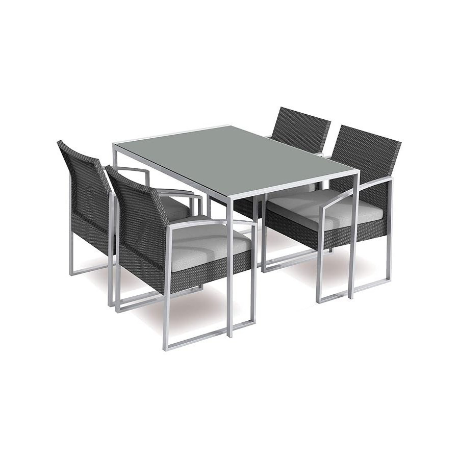 Set pranzo Bilbao Colore Black Washed (1 tavolo 4 poltrone)