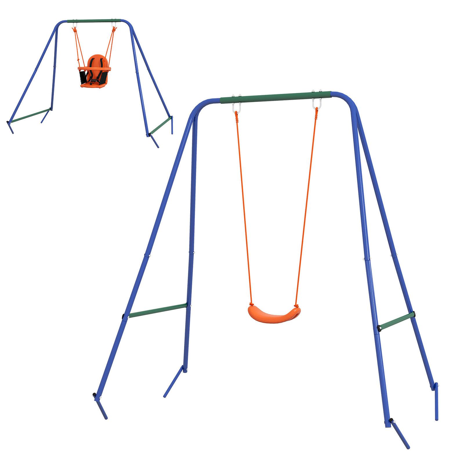Outsunny Altalena da Esterno 2 in 1 per Neonati e Bambini da 6 Mesi-8 Anni