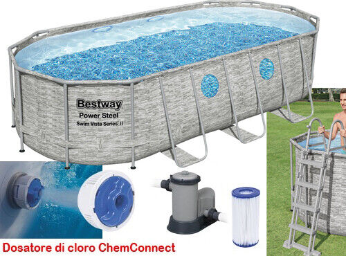 Bestway Piscina Fuori Terra Telaio Portante Ovale 549x274x122 Filtrante 56716
