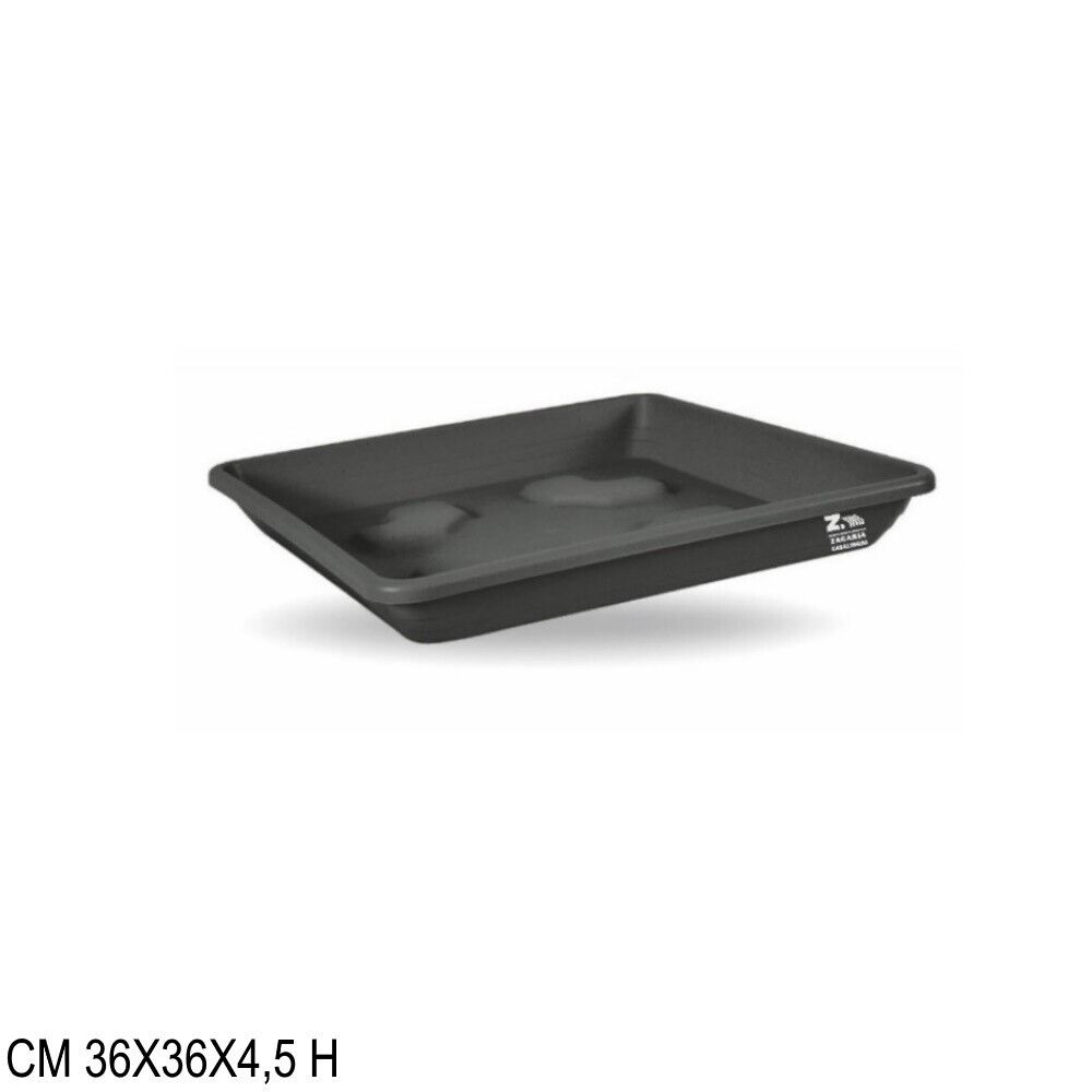 SOTTOVASO QUADRATO IN PLASTICA CM 36X36 COLOR ANTRACITE PER VASO QUADRATO 38X38