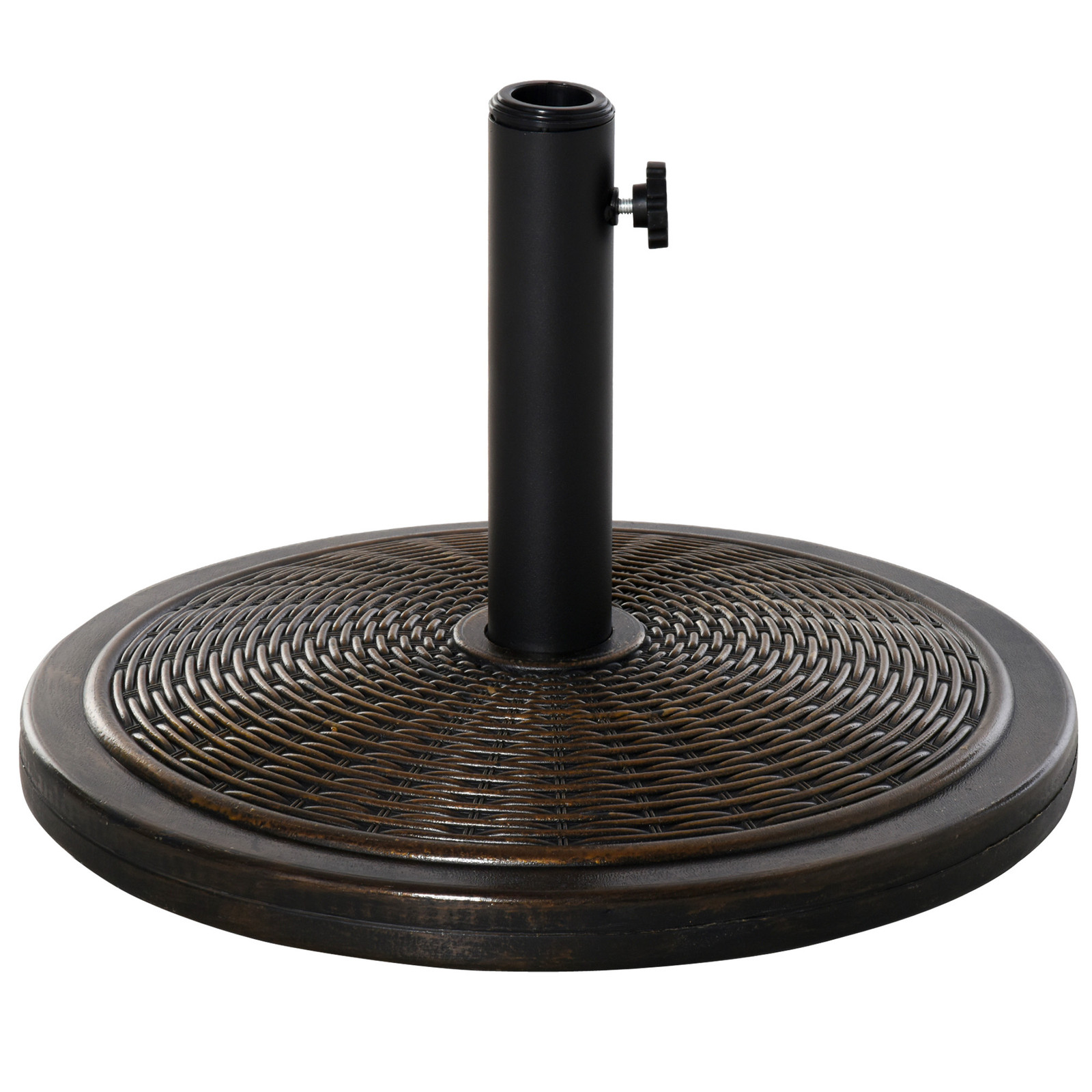 Outsunny Base per Ombrellone da 14kg in Cemento e Plastica Effetto Rattan Bronzo