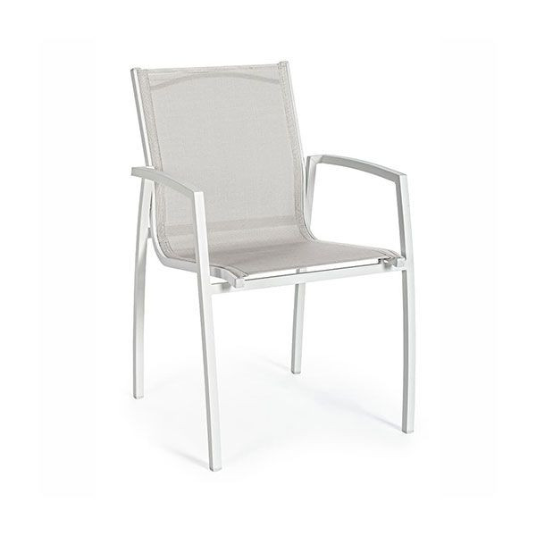 Sedia da Giardino con Braccioli Bizzotto Hilla in Alluminio Colore Bianco Cloud