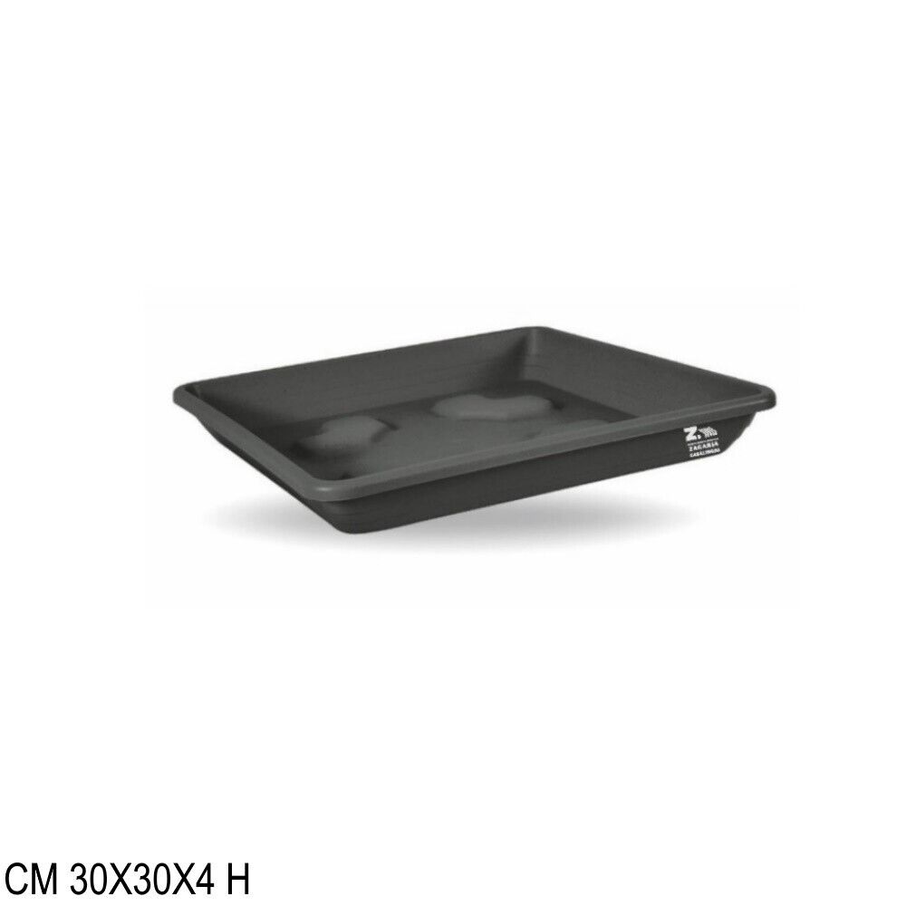 SOTTOVASO QUADRATO IN PLASTICA CM 30X30 COLOR ANTRACITE PER VASO QUADRATO 32X32