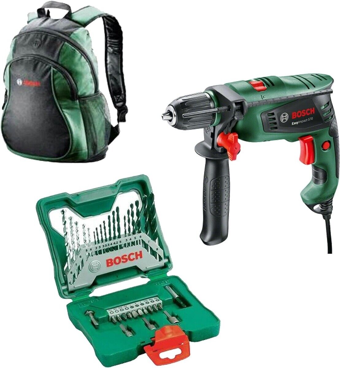BOSCH - TRAPANO ELETTRICO EASYIMPACT 570 E VALIGETTA E ACCESSORI X33PZ - 570 ...
