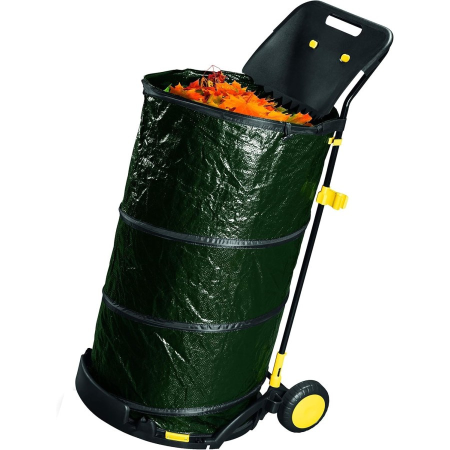 Carrello raccoglifoglie in acciaio verniciato con sacco pop up