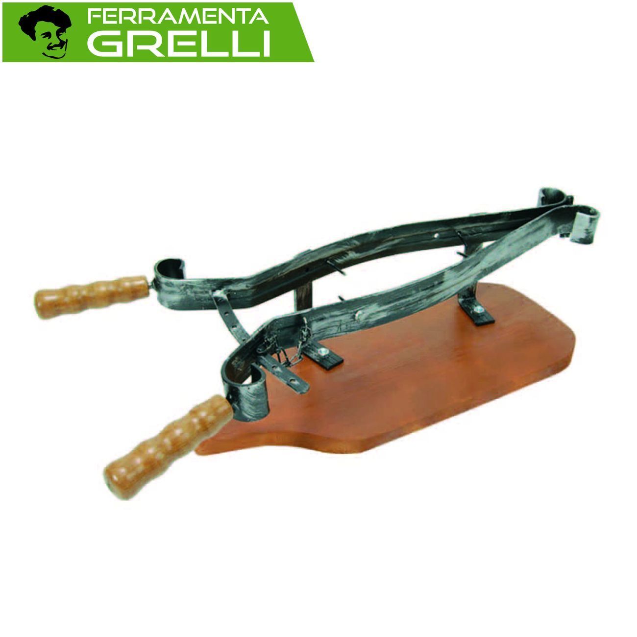 PORTA PROSCIUTTO A CERNIERA IN FERRO CON BASE IN LEGNO  • cm 19x62x17h
