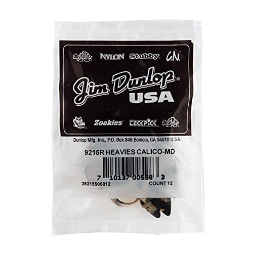 Dunlop - 9215R Calico Medium - Bag 12 Plettri, Confezione Da 12 Plettri