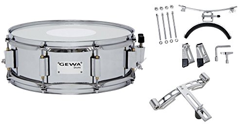 Gewa 890114 Tamburo Da Marcia, Rullante Da Banda 14 X 5", Fusto In Betulla, Nero