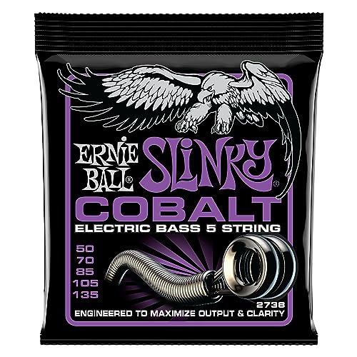 Ernie Ball, Bass 5 Power Slinky Cobalt, Corde Per Basso Elettrico, Diametro 50-135