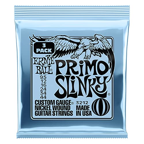 Ernie Ball, Primo Slinky Nickel Wound, Corde Per Chitarra Elettrica, Confezione Da 3, Diametro 9,5-44
