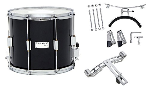 Gewa 891110 Tamburo Da Marcia, Tamburo Da Banda 14 X 10", Fusto In Betulla, Nero