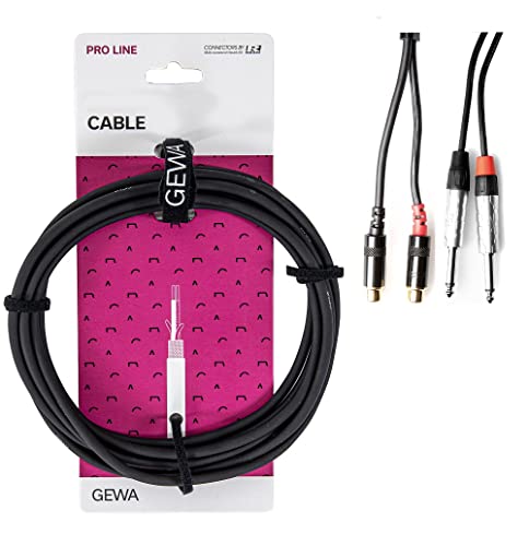 Gewa Twinkabel Pro Line, 3 M, Nero, Spina Rean, 2X 6,3 Mm Mono Jack - 2X Cinch, 190799