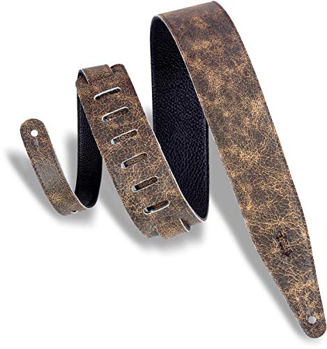Levy'S Mg317Bog-Brn Tracolla Per Chitarra Garment Leather Garment Leather Backing Distressed 2 1/2" - Brown