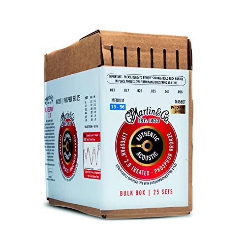 Martin & Co. - Ma550Tbulk Authentic Lifespan 2.0 Medium 13-56 Phosphor Bronze, Confezione Da 25
