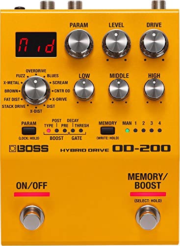 Boss Od-200 Pedale Per Chitarra Hybrid Drive, Design Ibrido Con Circuitazione Analogica E Digitale, 12 Modalità Drive