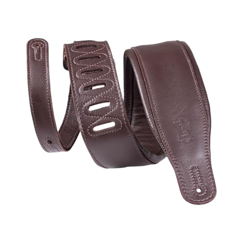 Levy'S, M26Gp-Dbr-Dbr, Tracolla In Pelle Dark Brown, Con Retro Dark Brown 3.25", Larghezza: 3 1/4" (8.25 Cm), Lunghezza Regolabile Da 37" (94 Cm) A 51