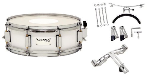 Gewa 890213 Tamburo Da Marcia, Rullante Da Banda 13 X 5", Fusto In Betulla, Bianco