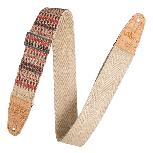 Levy'S Mh8P-006 Tracolla Per Chitarra Natural Hemp Webbing Cork Ends And Pocket 2" - Kedu