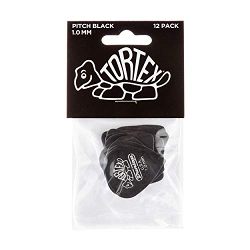 Dunlop 488 Tortex Pitch Black Standard Picks (12-Pack) 1.00 Mm