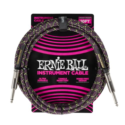 Ernie Ball Cavo Per Chitarra Intrecciato, Dritto/Dritto, 3 M - Purple Python