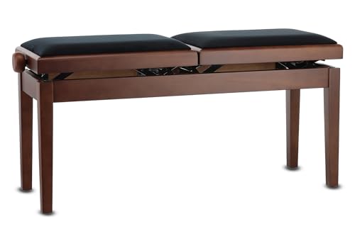 Gewa Pianobank Deluxe Double (Panca Doppia, Regolazione Agevole Dell'Altezza Tramite Un Preciso Meccanismo A Forbice, In Legno Massiccio Di Alta Quali