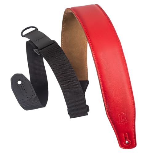 Levy'S Mrhgs-Red Tracolla Per Chitarra Right Height Garment Leather Suede Backing Padded 2 1/2" - Red