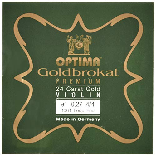 Optima Corde Per Violino Broccato Oro Premium 24 Carati 4/4 E 0,27 S Dure