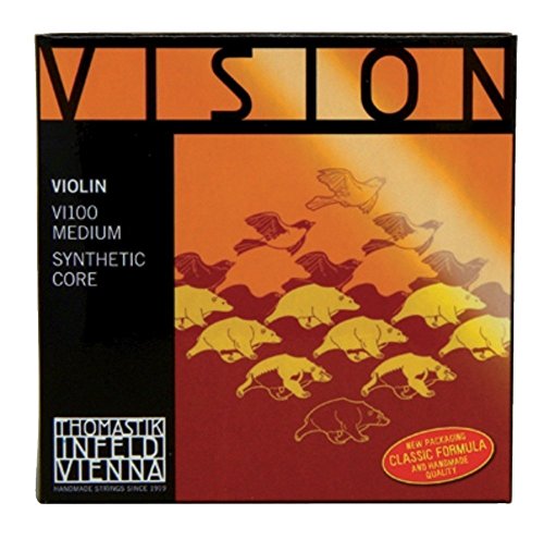 Thomastik Corda Per Violino 1/16 Vision - Corda Re Nucleo Sintetico, Rivest. Pure-Argento, Media