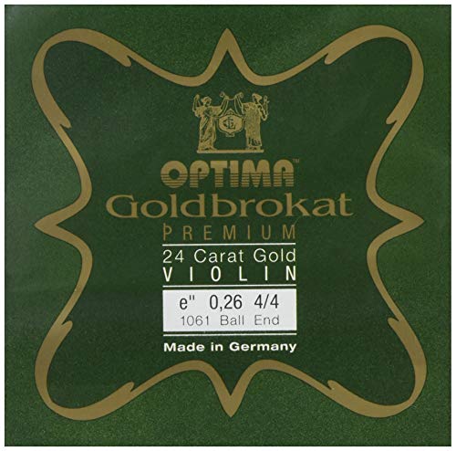 Optima Corde Per Violino Broccato Oro Premium 24 Carati 4/4 E 0,26 K Medie