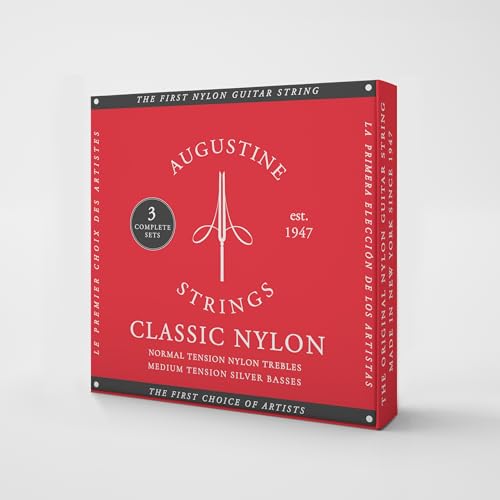 Augustine - Corde Per Chitarra - Confezione Da 3 Set Di Corde Classic Red, Tensione Normale