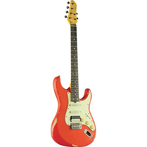 Eko Guitars - Aire Relic Fiesta Red, Chitarra Elettrica Della Serie "Original Relic", Corpo In Pawlonia, Manico In Acero Americano Roasted,Tastiera In