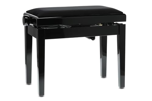 Panca Per Pianoforte Gewa Deluxe Autolift Con Comoda Regolazione Dell'Altezza, Legno Massiccio, Nero Lucido
