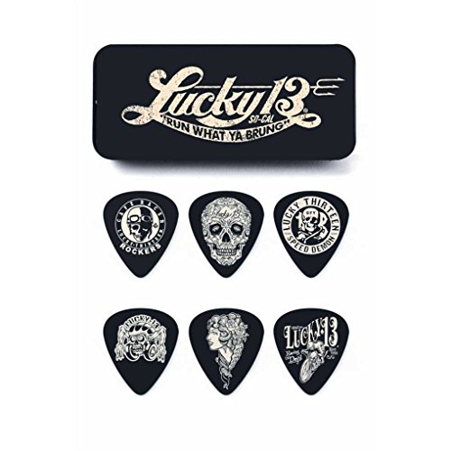 Dunlop - L13Cp1.0 Lucky 13 1.0Mm Player/6, Player'S Pack Da 6 Plettri, Calibro 1.0Mm Con Diverse Illustrazioni