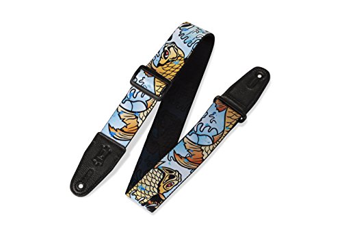 Levy'S Mpd2-009 Tracolla Per Chitarra Prints Poly With Leather Ends 2" - Fish