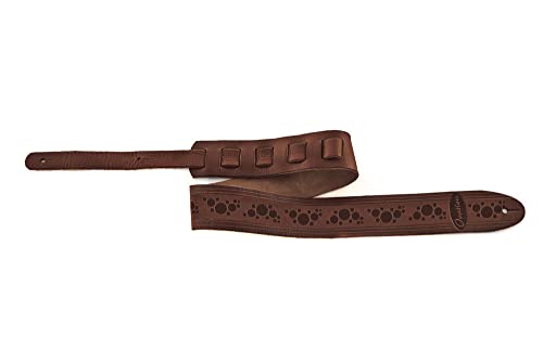 Ovation Tracolla Per Chitarra, Pelle Premium Signature, Motivo "Multi Buca", Chocolate