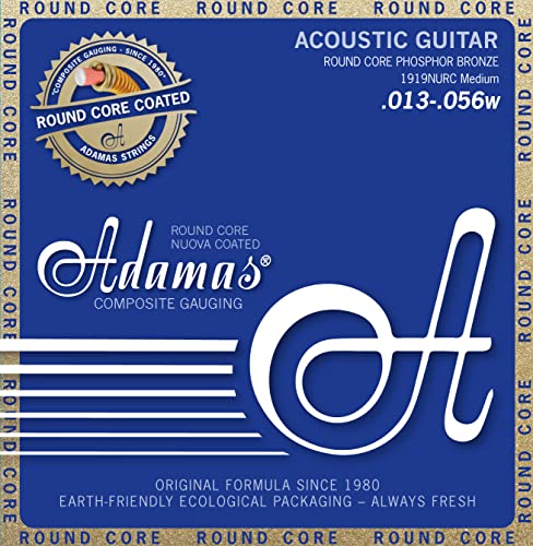 Adamas Akustik-Gitarren Saiten Nuova Phosphor Bronze Beschichtet Round Core Satz Medium .013-.056 - 1919Nurc