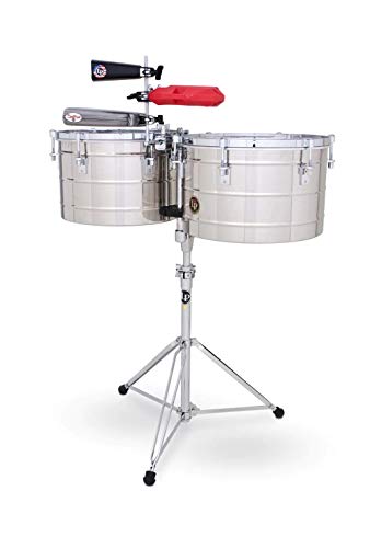 Lp Latin Percussion Timbales Tito Puente Thunder Timbs Acciaio Inossidabile 15"/16" Lp258-S