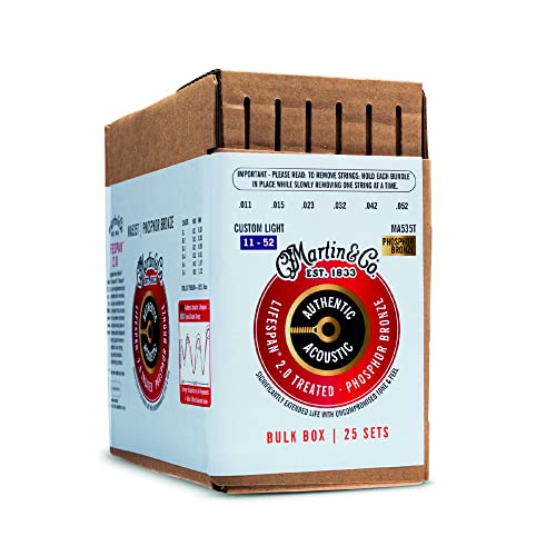 Martin & Co. - Ma535Tbulk Authentic Lifespan 2.0 Custom Light 11-52 Phosphor Bronze, Confezione Da 25